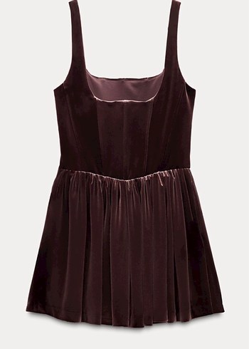 Zara Strappy Korse Detaylı Mürdüm Mini Elbise - Görsel 3