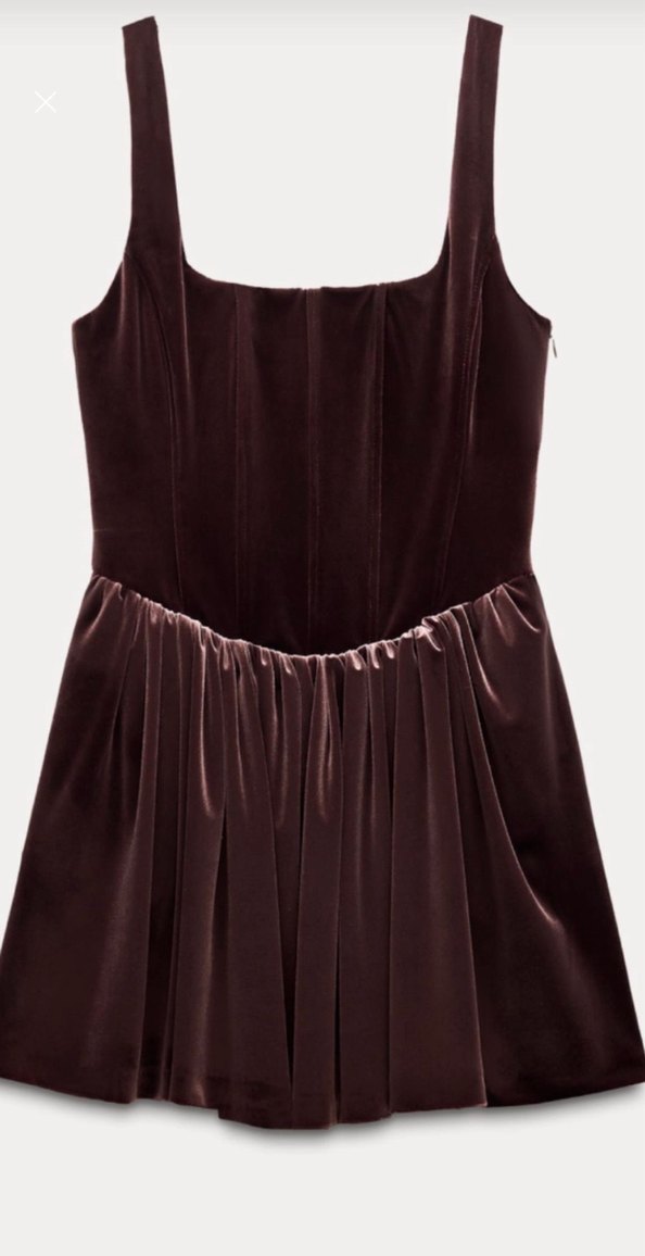 Zara Strappy Korse Detaylı Mürdüm Mini Elbise - Görsel 2