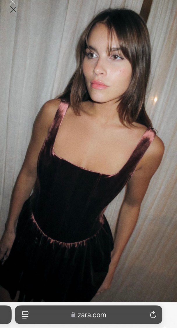 Zara Strappy Korse Detaylı Mürdüm Mini Elbise - Görsel 5