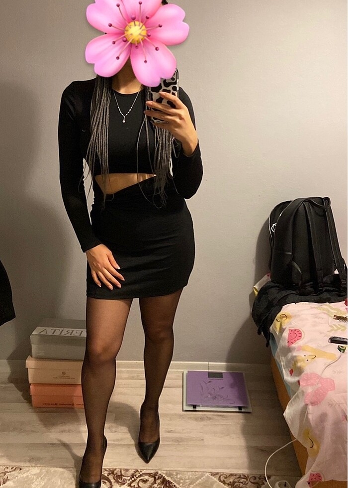 Siyah Mini Elbise - Görsel 2