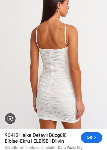 Beyaz Drapeli Midi Abiye Elbise - Görsel 4