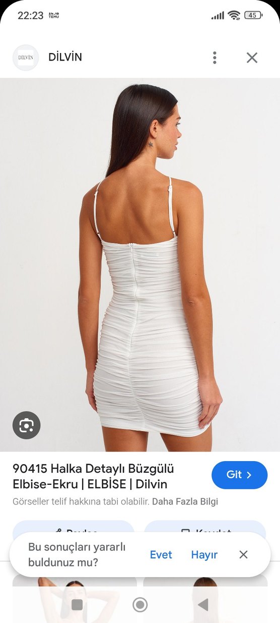 Beyaz Drapeli Midi Abiye Elbise - Görsel 4