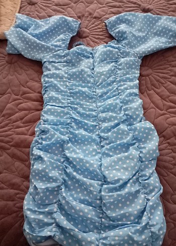 Mavi Puantiyeli Mini Elbise - Görsel 4