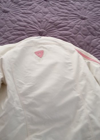 Beyaz Pembe Detaylı Kadın Biker Ceket - Görsel 3