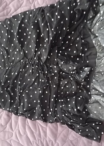 Puantiyeli Siyah Mini Etek - Görsel 2