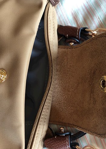 Longchamp marka Bej Deri Kadın Çapraz Çanta - Görsel 9