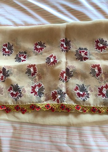 Çiçek Desenli iğne oyası  Detaylı Bohem Kadın Şal - Görsel 3