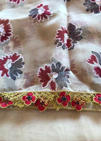 Çiçek Desenli iğne oyası  Detaylı Bohem Kadın Şal - Görsel 2