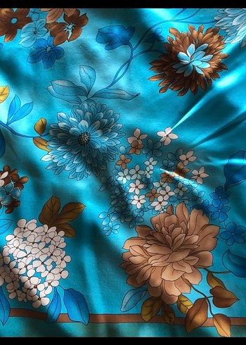 Bohem Tarz Turkuaz İpek eşarp - Görsel 4