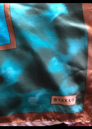 Bohem Tarz Turkuaz İpek eşarp - Görsel 5