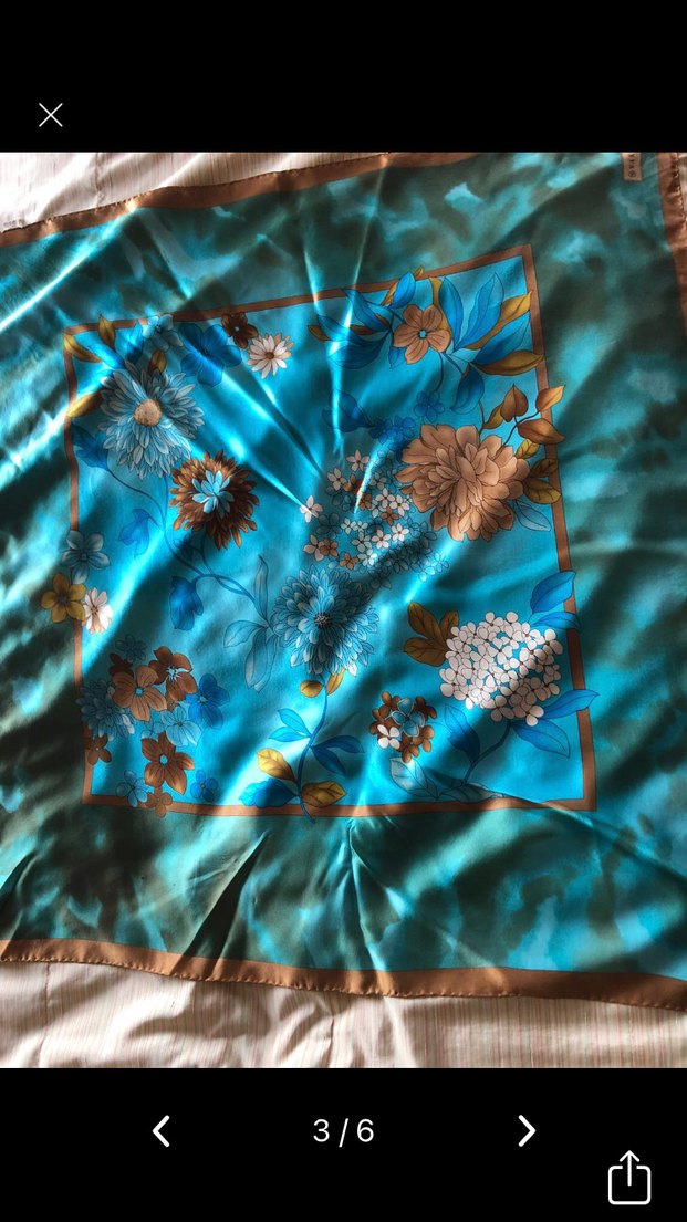 Bohem Tarz Turkuaz İpek eşarp - Görsel 3