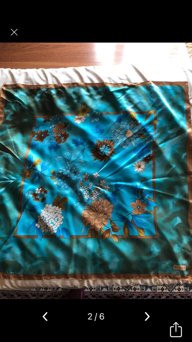 Bohem Tarz Turkuaz İpek eşarp - Görsel 2