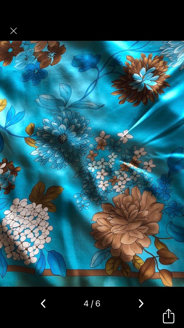 Bohem Tarz Turkuaz İpek eşarp - Görsel 4