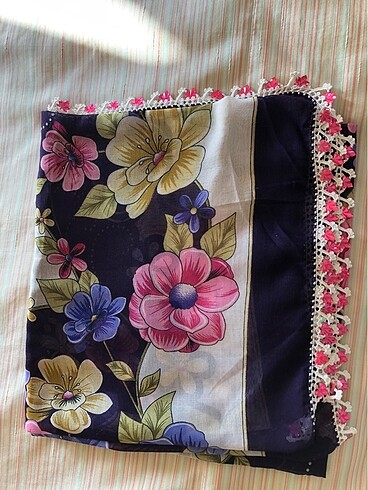 Boncuk işleme detaylı tülbent - Görsel 2