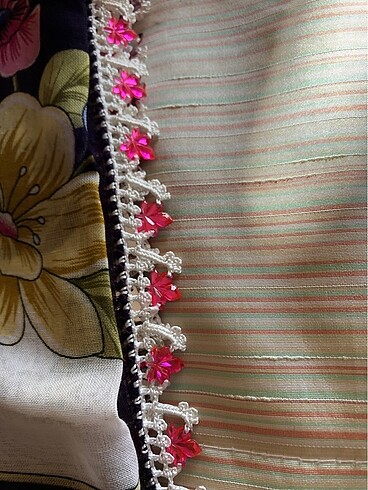 Boncuk işleme detaylı tülbent - Görsel 5