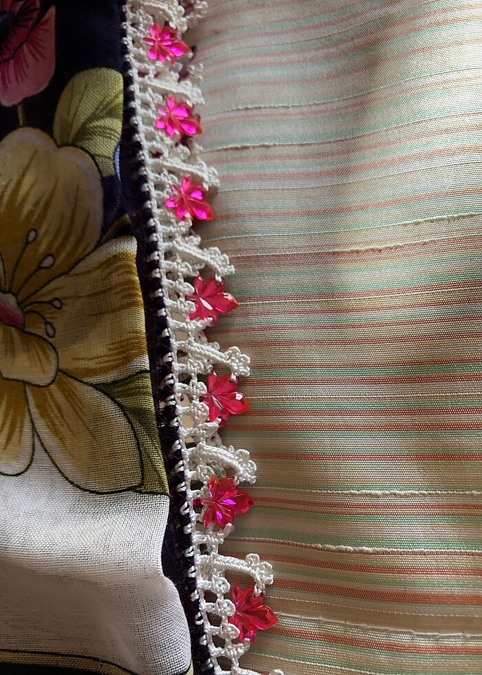 Boncuk işleme detaylı tülbent - Görsel 5