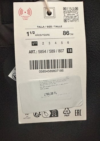 Zara bebek mont 1-5 2 yaş - Görsel 3