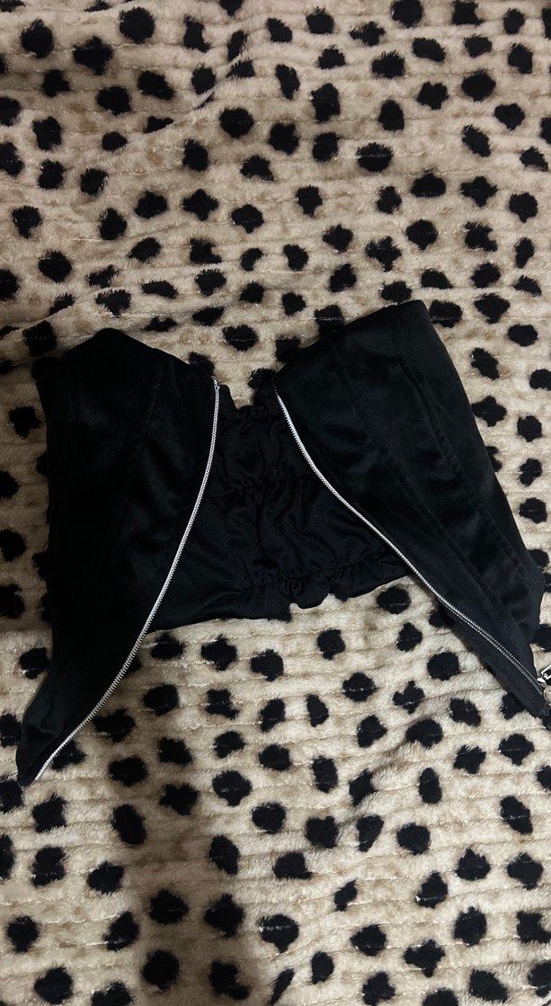 Siyah Fermuarlı Straplez Bustiyer - Görsel 3