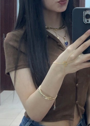 Kahverengi Kadın Kısa Kollu Gömlek - Görsel 2