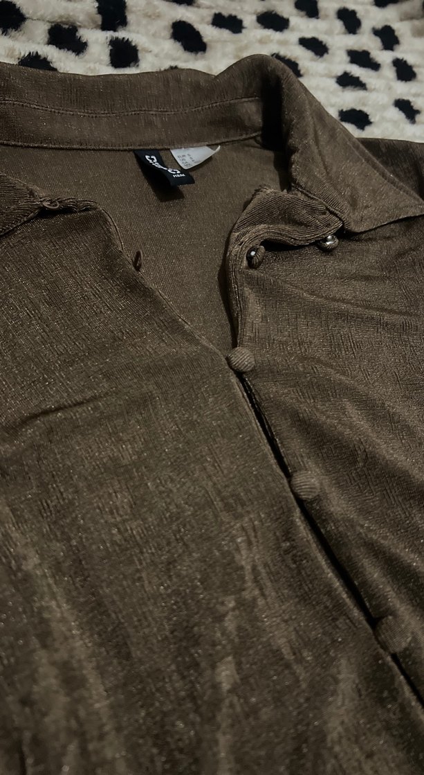 Kahverengi Kadın Kısa Kollu Gömlek - Görsel 3