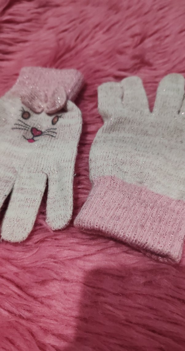 Nakışlı Pembe Kız Çocuk Eldiveni - Görsel 2
