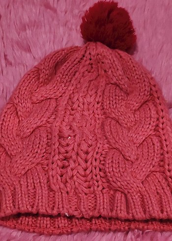 Pembe Nakışlı Örgü Kız Çocuk Bere - Görsel 3