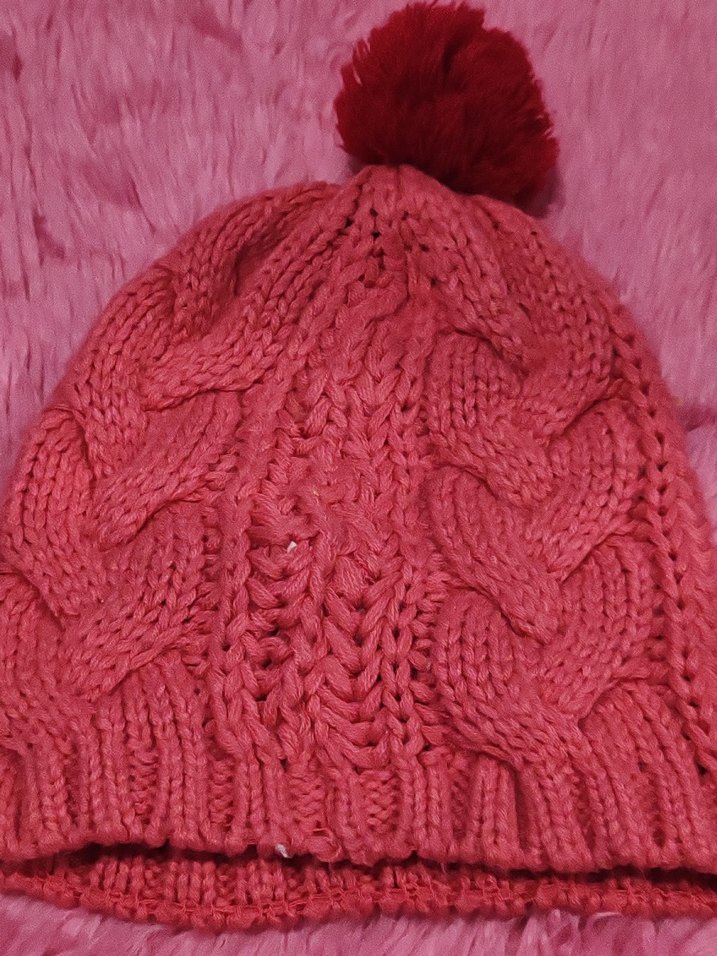 Pembe Nakışlı Örgü Kız Çocuk Bere - Görsel 3