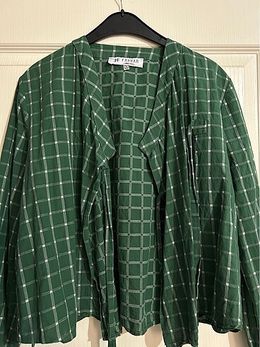 Suud Collection Kısa yeşil kimono gömlek