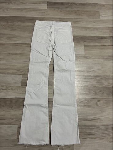 xs Beden Beyaz bol paça pantolon jean