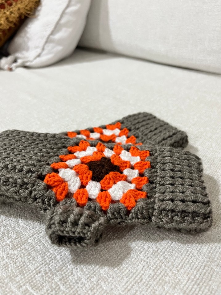 Gri Bohem Örgü Kadın Eldiveni - Görsel 2