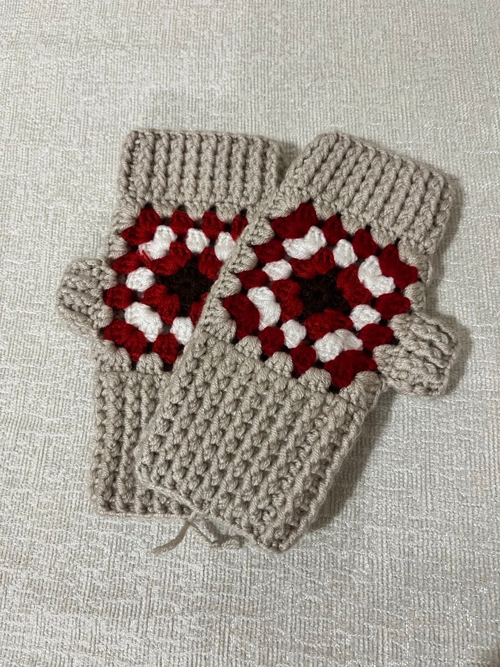 Bohem Gri Örgü Kadın Eldiveni - Görsel 2