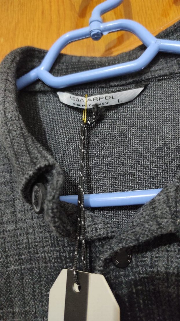 Gri Erkek Düğmeli Uzun Kollu Gömlek - Görsel 4