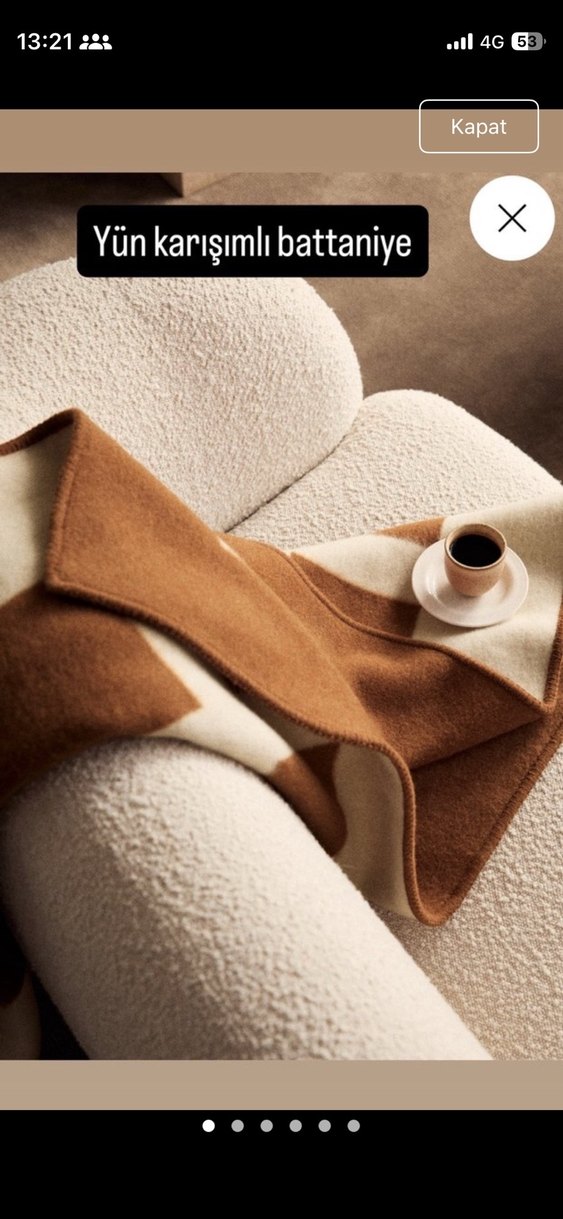 H&M Açık Kahverengi Yumuşak Battaniye - Görsel 4