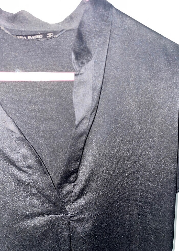 Zara siyah saten bluz - Görsel 4