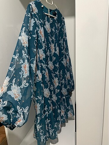 Metrol mavisi çiçekli elbise - Görsel 2