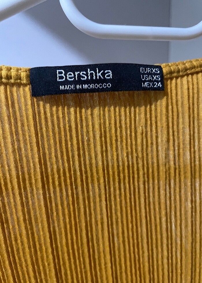 Bershka hardal renkli plise likralı kumaş cruvaze model tiril ti - Görsel 2