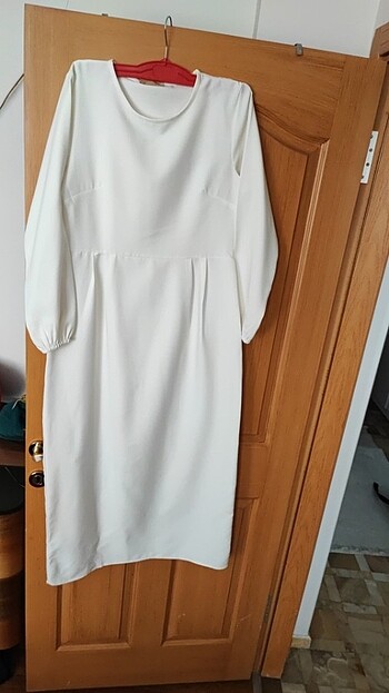 l Beden Beyaz uzun elbise