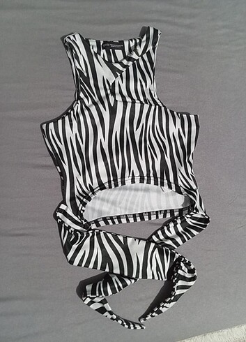 zebra baglamalı bluz