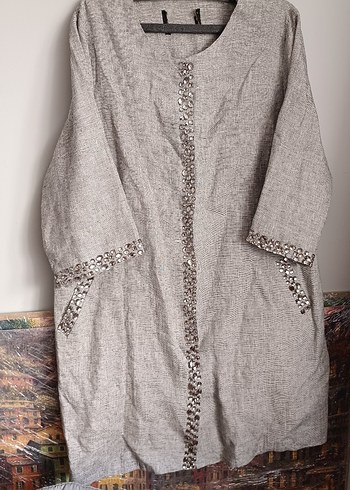 Gri taşlı elbise/ceket - Görsel 2