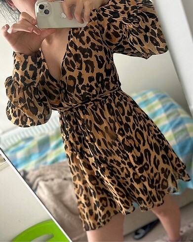 Diğer Leopar mini elbise