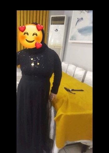 Siyah Uzun Kollu Payetli Uzun Elbise - Görsel 2