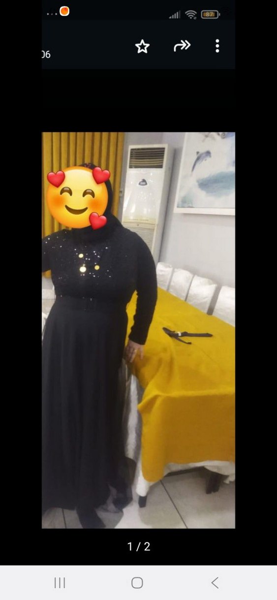 Siyah Uzun Kollu Payetli Uzun Elbise - Görsel 2