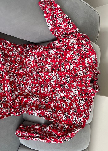 Kırmızı Çiçekli Uzun Hamile Tunik - Görsel 2