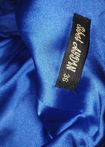 Parlak Mavi Drapeli Uzun Abiye Elbise - Görsel 9