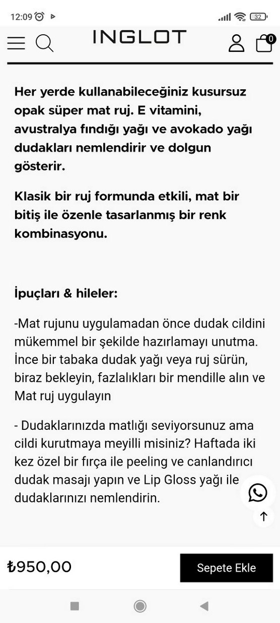 Inglot Mat Ruj - Görsel 2