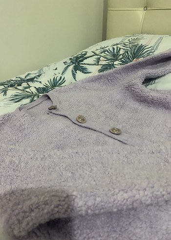 Kadın Mor Triko Uzun Kollu Hırka - Görsel 2