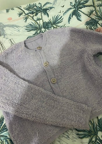 Kadın Mor Triko Uzun Kollu Hırka - Görsel 5