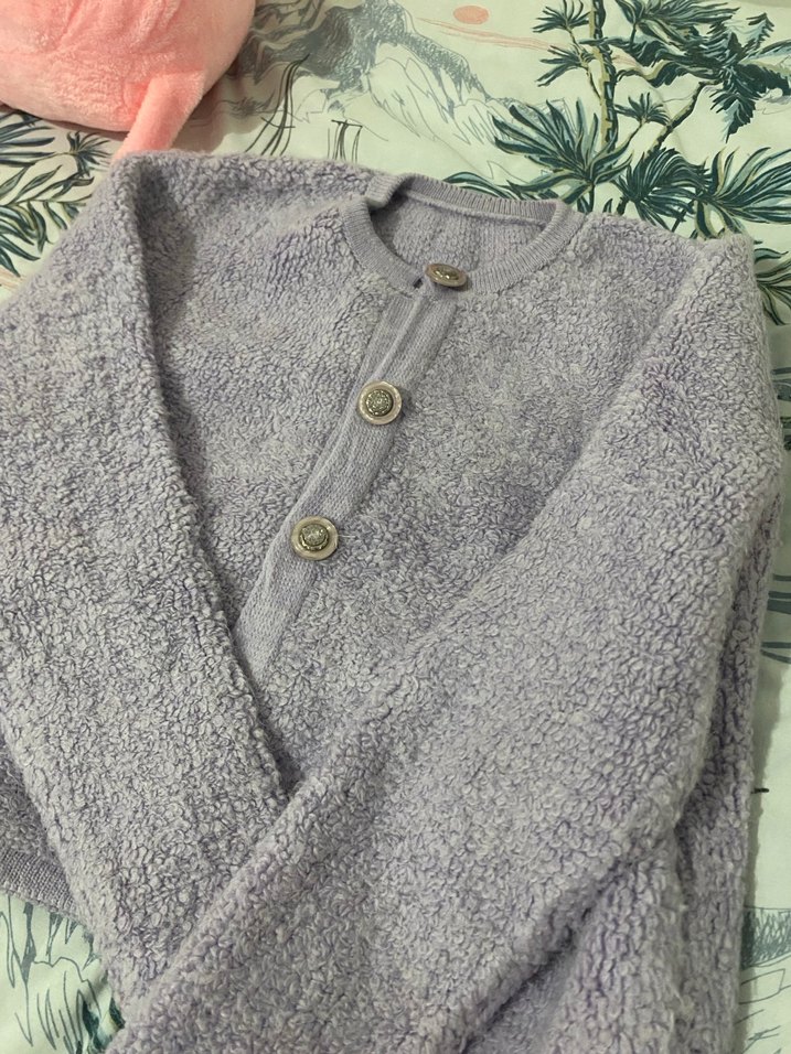 Kadın Mor Triko Uzun Kollu Hırka - Görsel 4