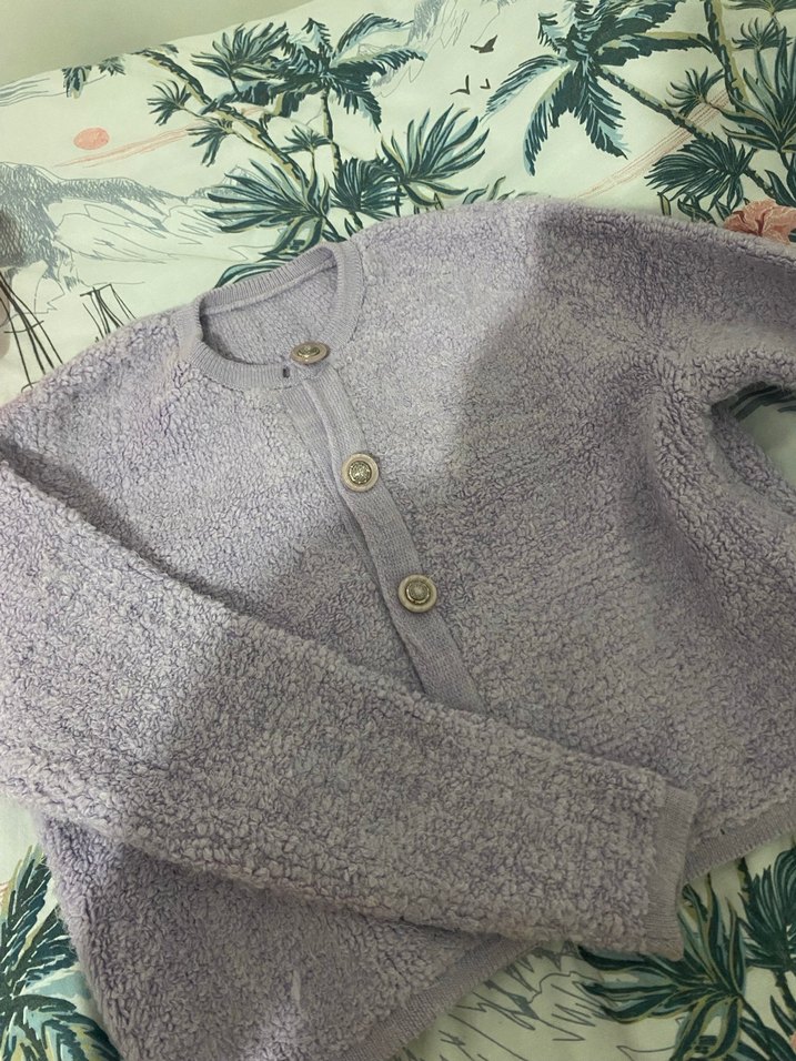 Kadın Mor Triko Uzun Kollu Hırka - Görsel 5