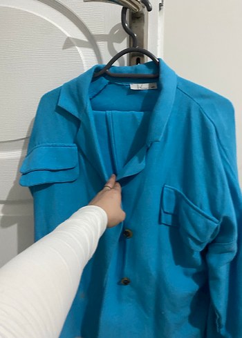 Mavi Düğmeli Kadın Gömlek - Görsel 6